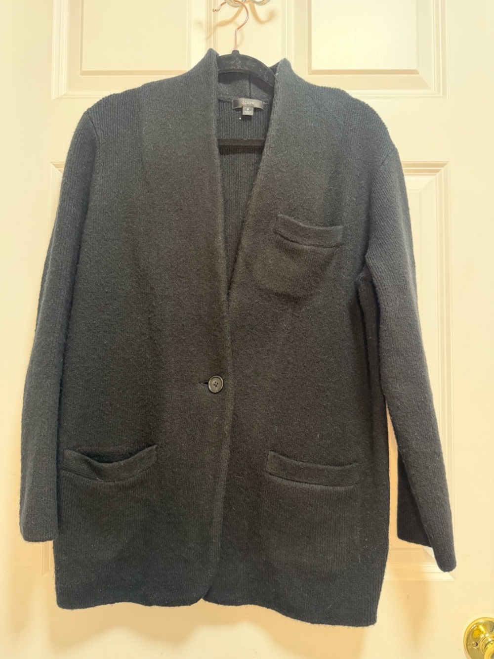 J. Crew Black Knit One-Button Cardigan Blazer